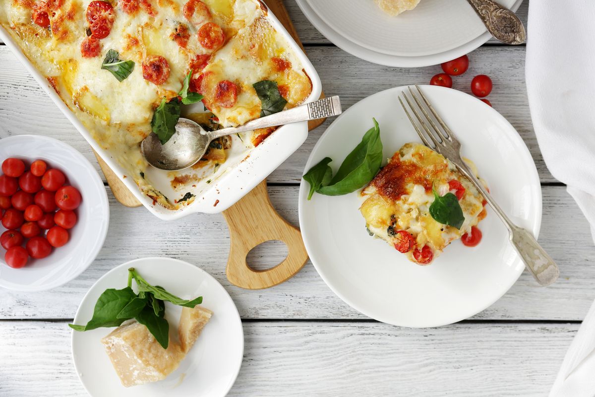 Lasagne of bread with vegetables