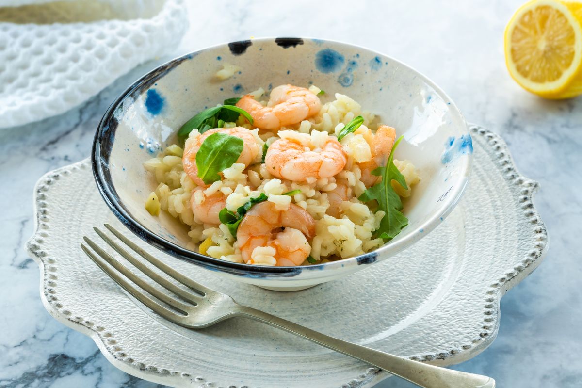 Risotto with shrimp and rocket