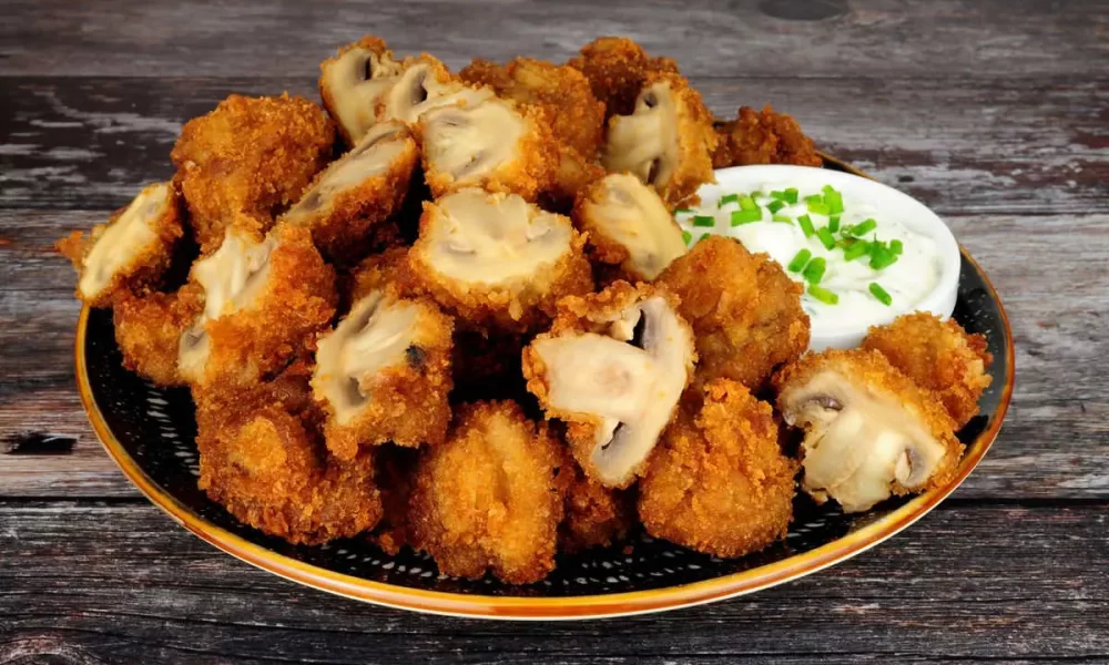 Mushrooms breaded in an air fryer